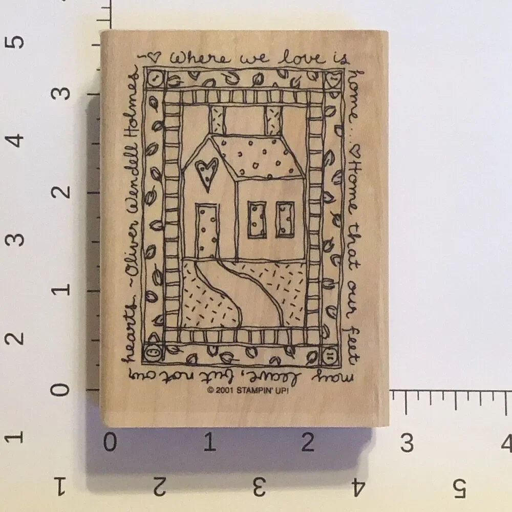 Love Hearts V-Day Collage Home Stampin’ Up Wood Mounted Rubber Stamp Vtg 2001